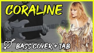 Coraline  Måneskin  Bass Cover  TAB [upl. by Elleynod474]