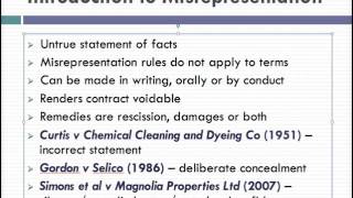 Misrepresentation Lecture 1 of 4 [upl. by Hnaht]