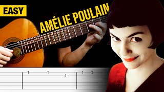 AMÉLIE POULAIN Guitar Tabs Tutorial Easy Comptine dun Autre Été Laprèsmidi [upl. by Ahsratan]