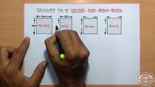 Calculate The Area of HECTARE  ACRE  BIGHA  GUNTA [upl. by Ecirtap]