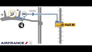 Air France Paris Charles de Gaulle Terminal 2  Transfer from Terminal 2F to 2E gates M [upl. by Gearard434]