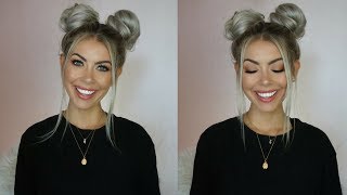 QUICK  EASY SPACE BUNS TUTORIAL  BrittanyNichole [upl. by Enirahtac]