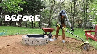 How to Make a Fire Pit Seating Area Backyard Makeover  Thrift Diving [upl. by Nellac]