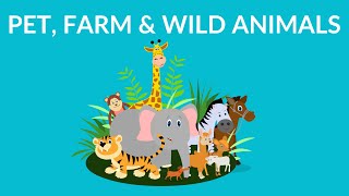 Pet Farm and Wild Animals  Animal Video for Kids [upl. by Jones]