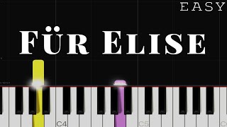 Für Elise  Beethoven  EASY Piano Tutorial [upl. by Marfe]