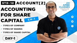 STD12 ACCOUNT PART2 CHAPTER1 ACCOUNTING FOR SHARE CAPITAL DAY1  By Tarun Makhija [upl. by Alvina126]