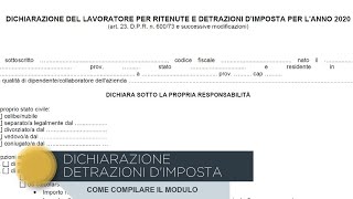 Come compilare modulo detrazioni dimposta [upl. by Ylatfen]