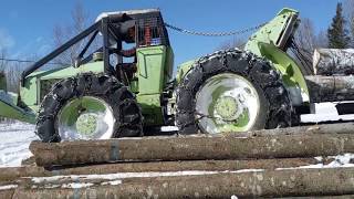 Logging with Tree Farmer C5d 77 skidder  Deutz F5l912 engine amp CanCar 20 winch [upl. by Eimar]