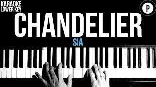 Sia  Chandelier Karaoke SLOWER Acoustic Piano Instrumental Cover Lyrics LOWER KEY [upl. by Ahsiret4]