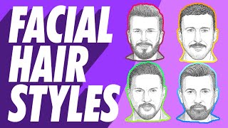 Best Men’s Facial Hair amp Beard Styles or Types For Your Face Shape Mustache Goatee Beard Stubble [upl. by Roderigo807]