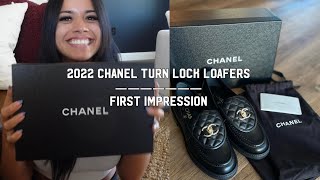 CHANEL UNBOXING  FIRST IMPRESSION  2022 TURNLOCK LOAFERS [upl. by Swiercz]