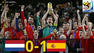 ⚽► España vs Holanda 10 FINAL MUNDIAL SUDÁFRICA 2010  Extended Highlights 11072010 [upl. by Dnalrag495]