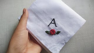 How to Embroder on handkerchief  Hand embroidery for beginners  Lets Explore [upl. by Senga79]