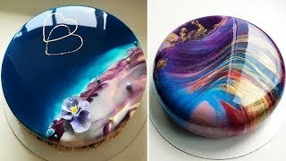 MOST SATISFYING MIRROR GLAZE CAKE DECORATING COMPILATION [upl. by Bowyer]