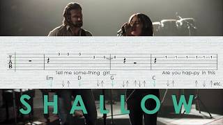 SHALLOW Lady Gaga Bradley Cooper  Guitar Tutorial  Backing Track  Chords amp Lyrics [upl. by Fusco]