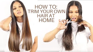 HOW TO TRIM YOUR OWN HAIR AT HOME  BEAUTY BY DN [upl. by Ytsanyd837]