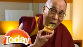 Dalai Lama starts eating pizza during interview [upl. by Zetroc]