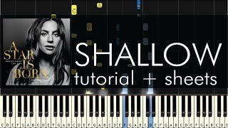 A Star Is Born  Shallow  Piano Tutorial  Synthesia [upl. by Mcmaster]