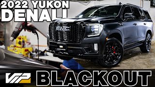 Satin Wrapped 2022 Yukon Denali Color Change  BLACKOUT BUILD [upl. by Kendra]