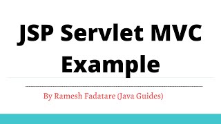 JSP Servlet MVC Example  Java Guides [upl. by Fabrianna]