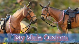 Painting a Bay Mule  Custom Schleich Model Horse [upl. by Ardnosac]