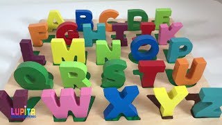 ABC Learning Alphabet Letters with Cute Wooden Puzzle  Learning ABCDEFGHIJKLMNOPQRSTUVWXYZ [upl. by Ettevahs277]