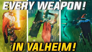 Valheim  EVERY Weapon amp How To Get Them  Weapon Showcase Fire SwordKnight Shield [upl. by Sobmalarah]