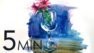 Eng sub 5min Easy Watercolor  Clear Glass Painting [upl. by Filia]