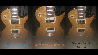 Epiphone Probuckers VS Alnico Classic Pros VS Seymour Duncan Jazz  JB [upl. by Elletsirk]