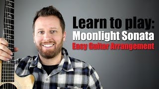 Moonlight Sonata Guitar Tutorial  Easy to Play Arrangement [upl. by Ativel834]