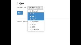 Dropdown with Multiple checkbox using jQuery in MVC 5 [upl. by Dyolf]