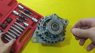 How to Replace Alternators Freewheel Clutch Pulley [upl. by Laekim516]