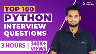 Top 100 Python Interview Questions  Python Programming  Crack Python Interview Great Learning [upl. by Wiedmann]