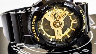 Casio GSHOCK GA110GB1A REVIEW  How To Set Time  LIGHT DISPLAY [upl. by Utir494]