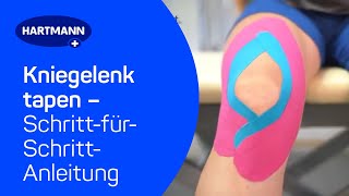 Kniegelenk tapen Anwendung DermaPlast® ACTIVE Kinesiologisches Tape [upl. by Llehsal]