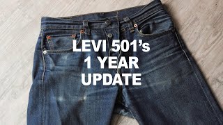 Levi 501 STF Shrink to Fit  1 Year of Progress Raw Denim [upl. by Batha26]