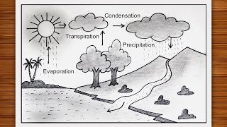 How to draw a water cycle easy step by step Water cycle diagram drawing for beginners [upl. by Frederik511]