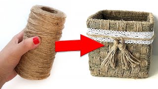 DIY Wicker basket with Jute Rope and Cardboard  Jute Rope Basket  Jute weave [upl. by Akli391]