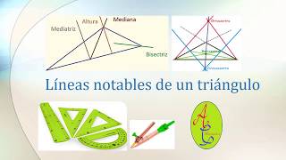 LINEAS NOTABLES DE UN TRIANGULO MEDIANA MEDIATRIZ ALTURA BISECTRIZ CIRCUNCENTRO ORTOCENTRO INCENT [upl. by Yun]