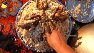 Beef Rice Pilaf  Beef Plov  Caucasian rice pilaf recipe with chickens  Wilderness Cooking [upl. by Morra]