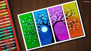 Flower Tree drawing with Oil Pastels  step by step [upl. by Lanti]