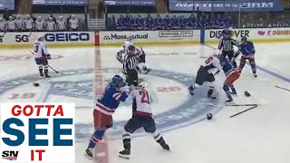 GOTTA SEE IT Three Fights Break Out On Opening Draw Between Rangers amp Capitals [upl. by Rez]