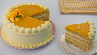 Mango Cake With Easy Frosting Recipe No Whipping Cream [upl. by Autrey]