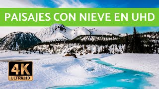 Los mejores PAISAJES NEVADOS con MÚSICA relajante 🏔️❄️ Vídeo 4K [upl. by Attolrac]