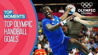 Incredible mens Handball Goals of the Olympics Games  Top Moments [upl. by Sad]