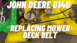 How to Install a Mower Deck Belt John Deere D140 [upl. by Maroj]