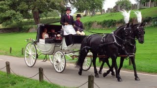 Horse Drawn Carriage at a English Wedding  St Marys Church Tissington Derbyshire UK [upl. by Nahsin291]