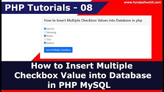 How to Insert Multiple Checkbox Value into Database in PHP MySQL  PHP Tutorials  8 [upl. by Eilak]