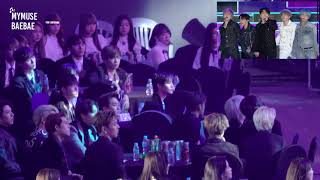 Seoul Music Awards 2019 izonewanna oneNuest w Monsta x RV reaction to BTS fake love amp idol [upl. by Clougher249]