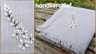 handkerchief embroidery designs embroidery flowers for beginners [upl. by Arreip]